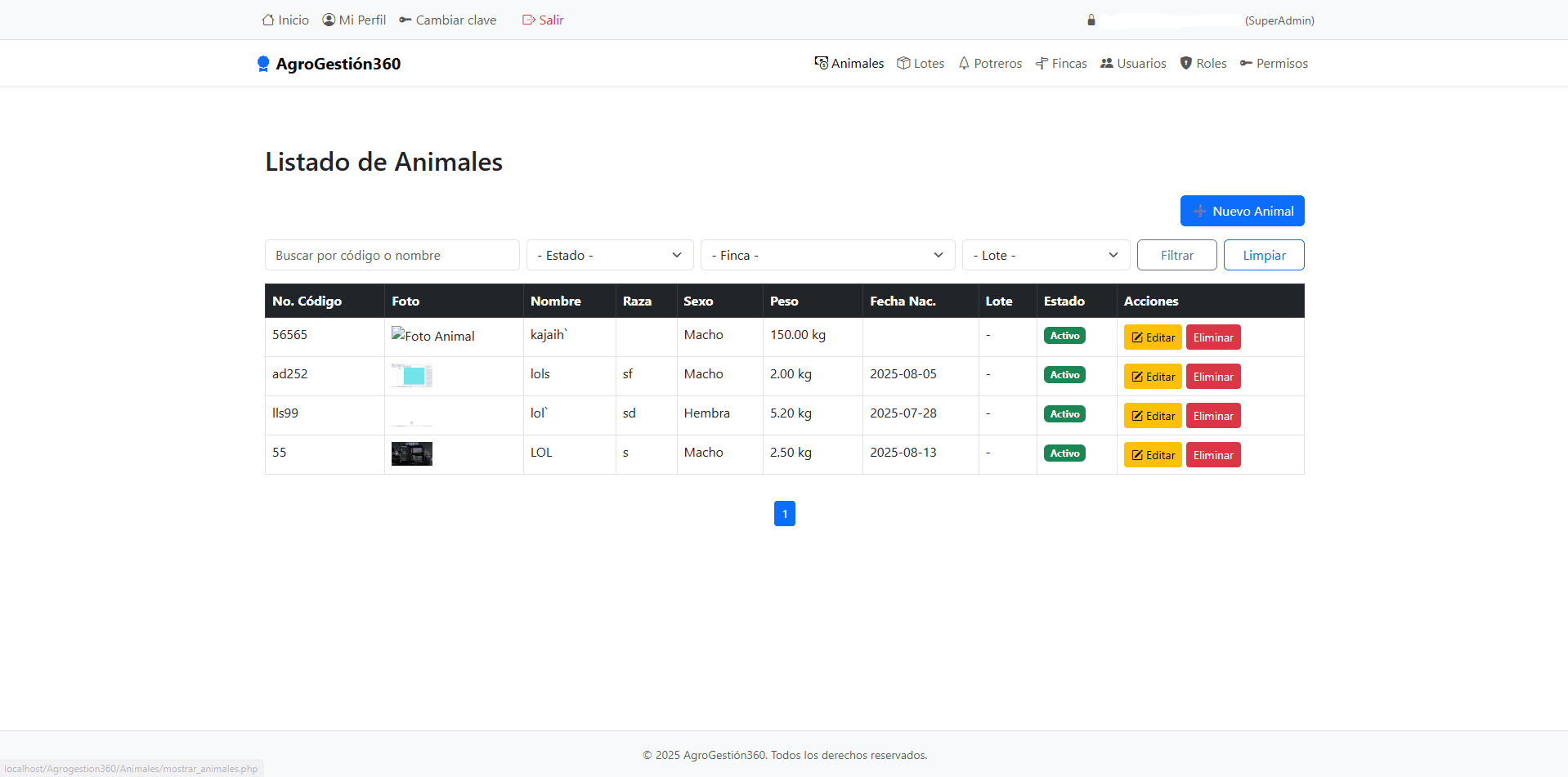 AgroGestión360 — Dashboard